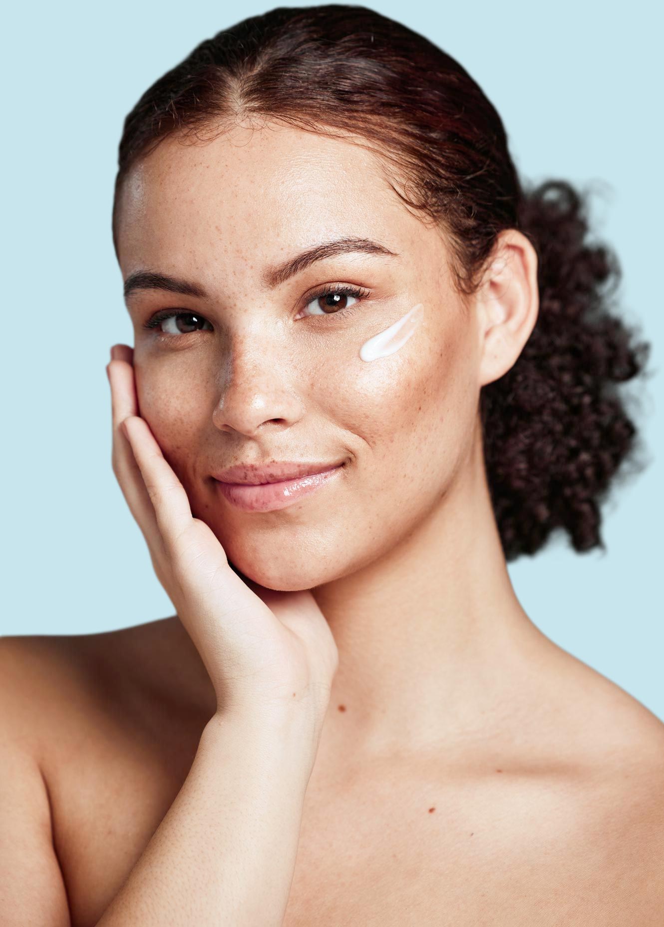 face-portrait-skincare-and-woman-with-cream
